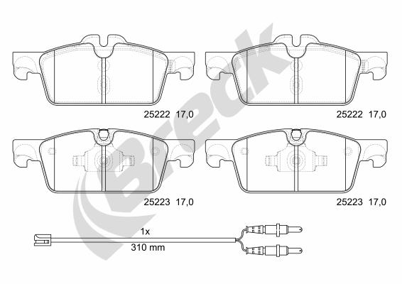 Brake Pad Set, disc brake - 25222 00 701 00 BRECK